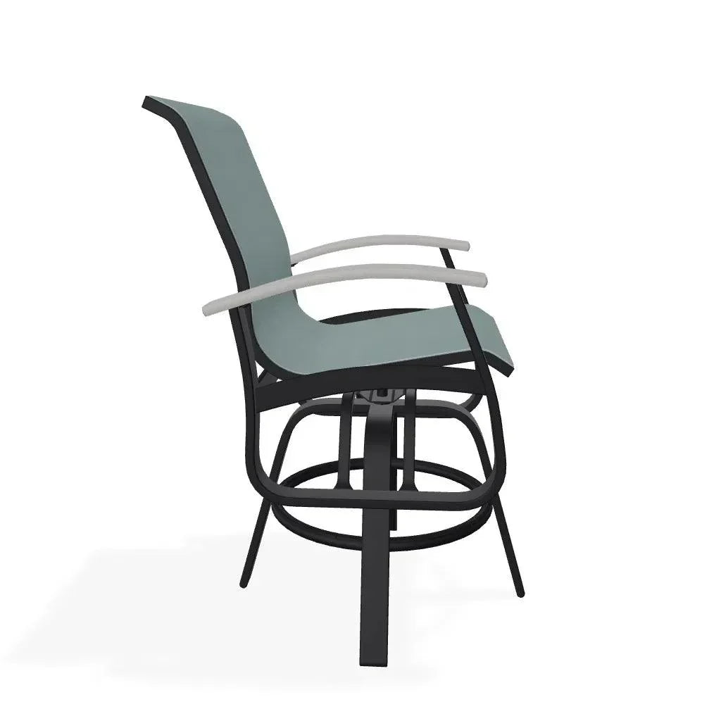 Belle Isle Hidden Motion Polymer Armed Chat Chair - LOOMLAN - Telescope - Outdoor Accent Chairs