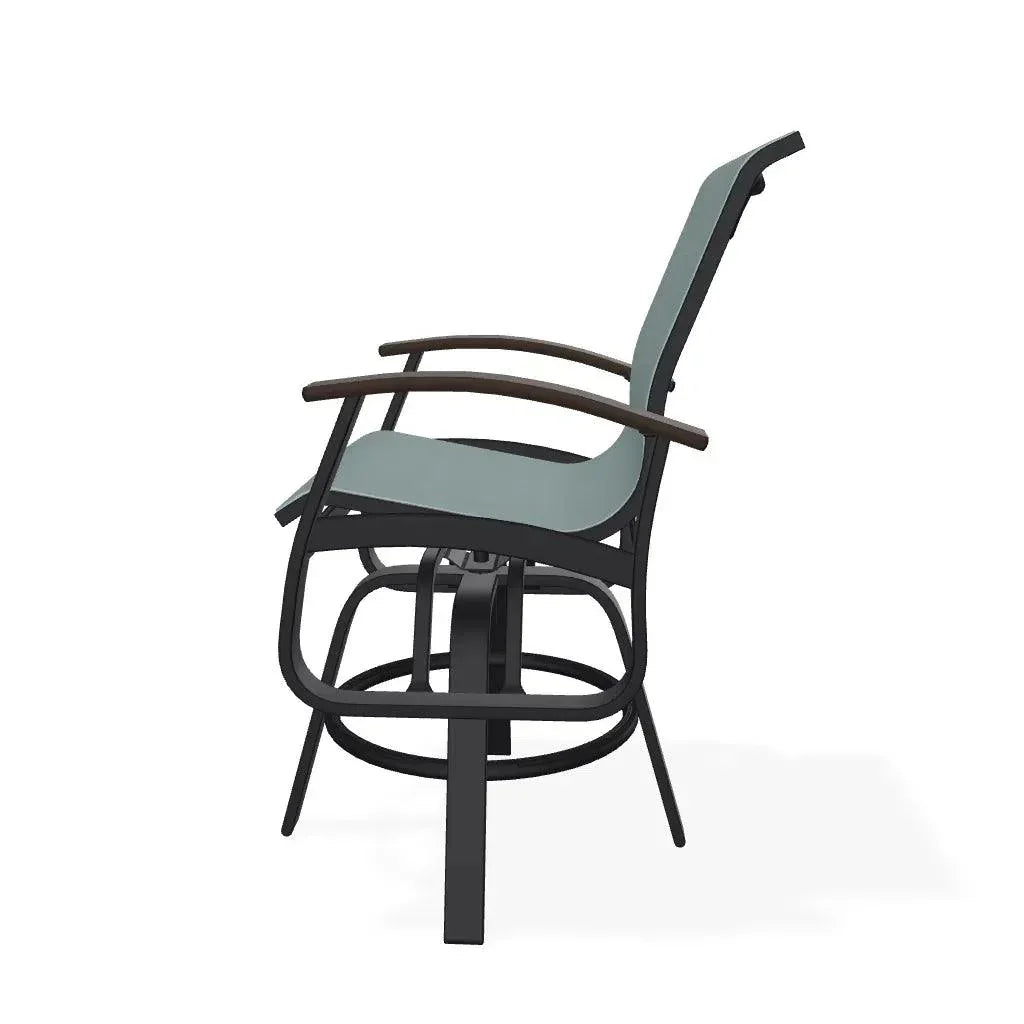 Belle Isle Hidden Motion Polymer Armed Chat Chair - LOOMLAN - Telescope - Outdoor Accent Chairs