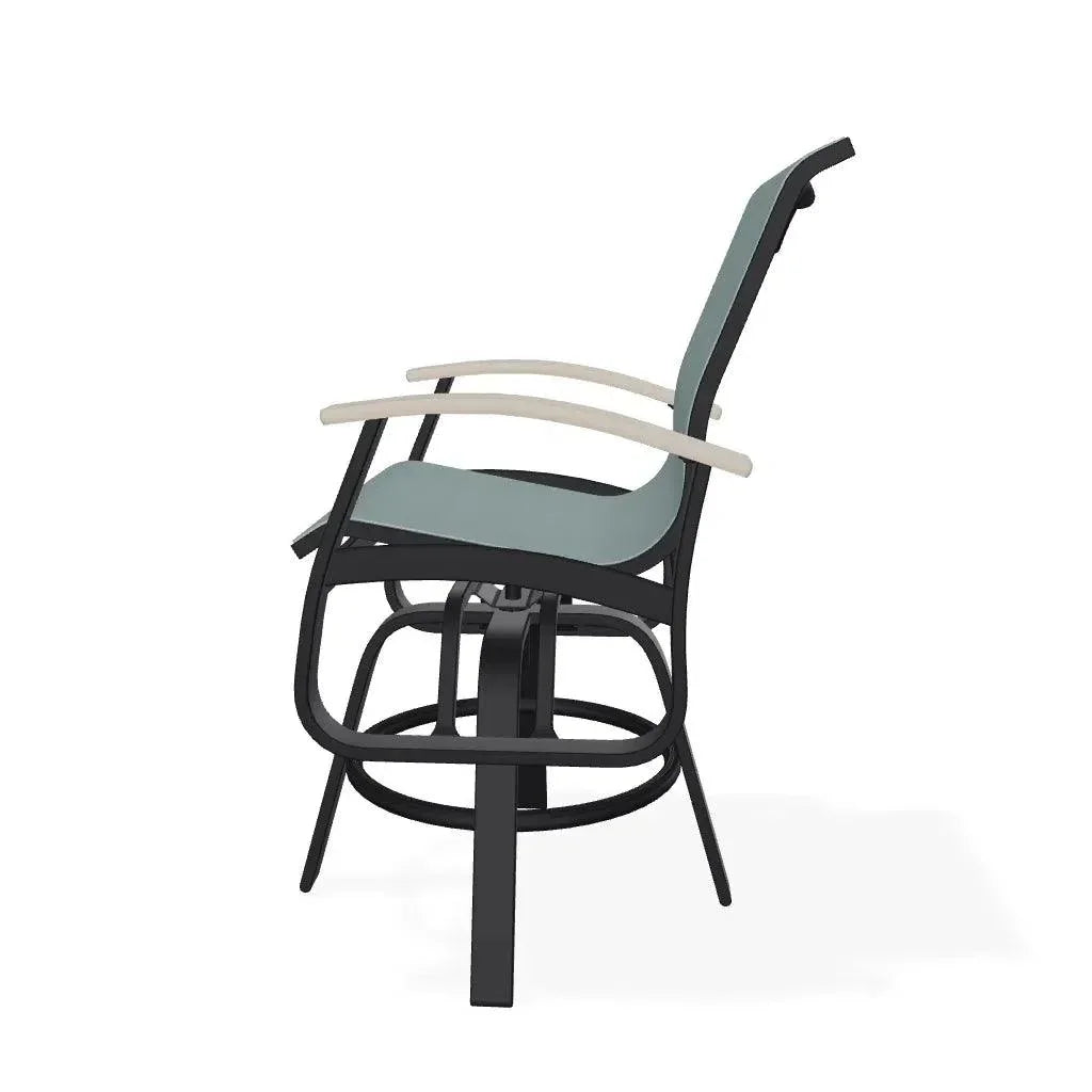 Belle Isle Hidden Motion Polymer Armed Chat Chair - LOOMLAN - Telescope - Outdoor Accent Chairs