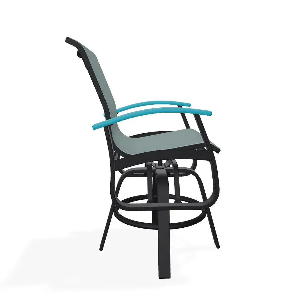 Belle Isle Hidden Motion Polymer Armed Chat Chair - LOOMLAN - Telescope - Outdoor Accent Chairs