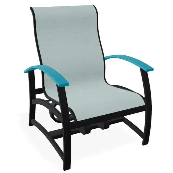 Belle Isle Multi - Position Polymer Armed Dining Chair - LOOMLAN - Telescope - Outdoor Dining Chairs