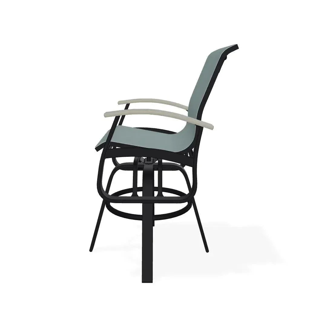 Belle Isle Sling Balcony Height Swivel Arm Chair - LOOMLAN - Telescope - Outdoor Accent Chairs