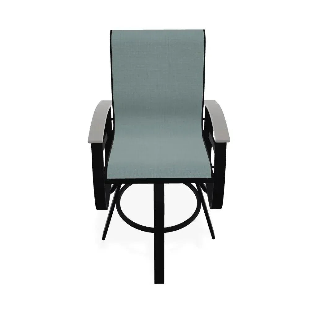 Belle Isle Sling Balcony Height Swivel Arm Chair - LOOMLAN - Telescope - Outdoor Accent Chairs