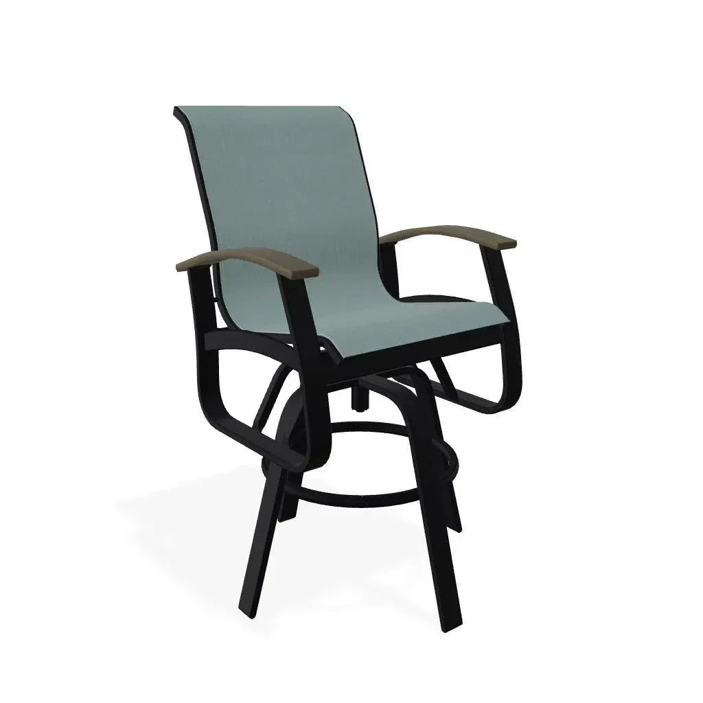Belle Isle Sling Balcony Height Swivel Arm Chair - LOOMLAN - Telescope - Outdoor Accent Chairs