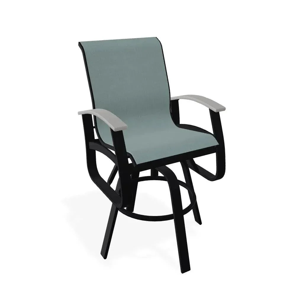 Belle Isle Sling Balcony Height Swivel Arm Chair - LOOMLAN - Telescope - Outdoor Accent Chairs