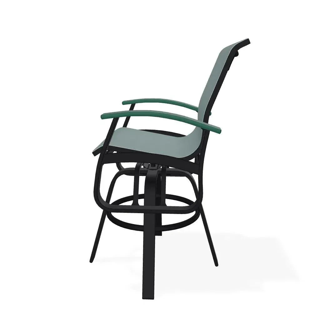 Belle Isle Sling Balcony Height Swivel Arm Chair - LOOMLAN - Telescope - Outdoor Accent Chairs