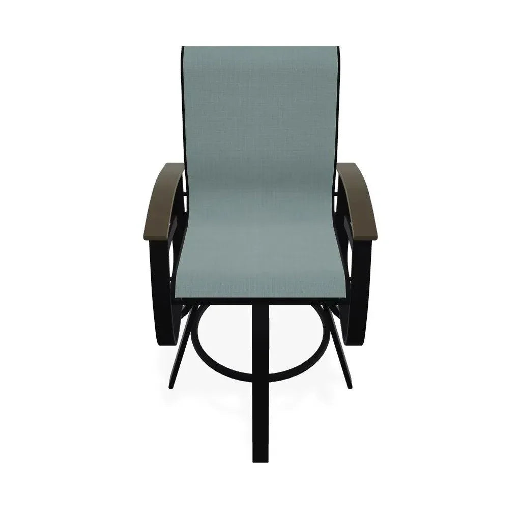 Belle Isle Sling Balcony Height Swivel Arm Chair - LOOMLAN - Telescope - Outdoor Accent Chairs