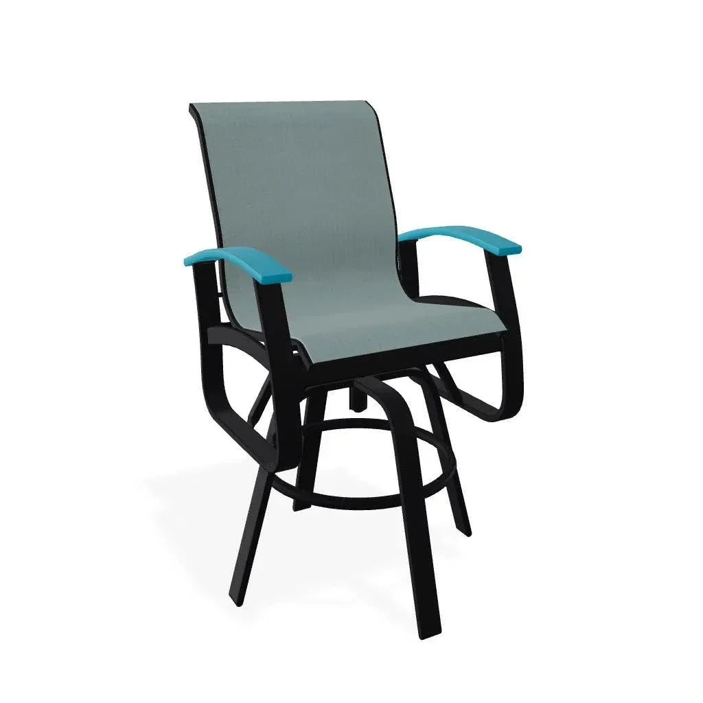 Belle Isle Sling Balcony Height Swivel Arm Chair - LOOMLAN - Telescope - Outdoor Accent Chairs
