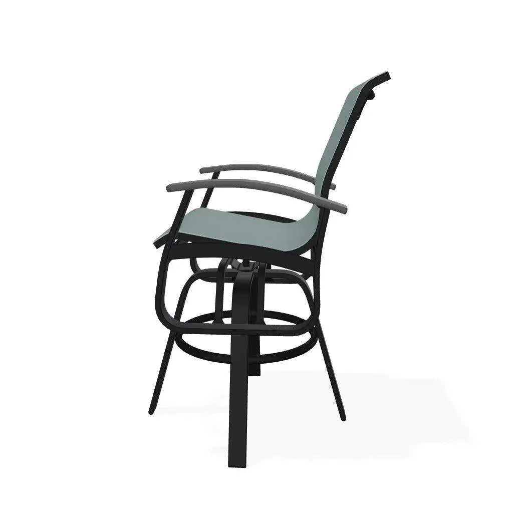 Belle Isle Sling Balcony Height Swivel Arm Chair - LOOMLAN - Telescope - Outdoor Accent Chairs