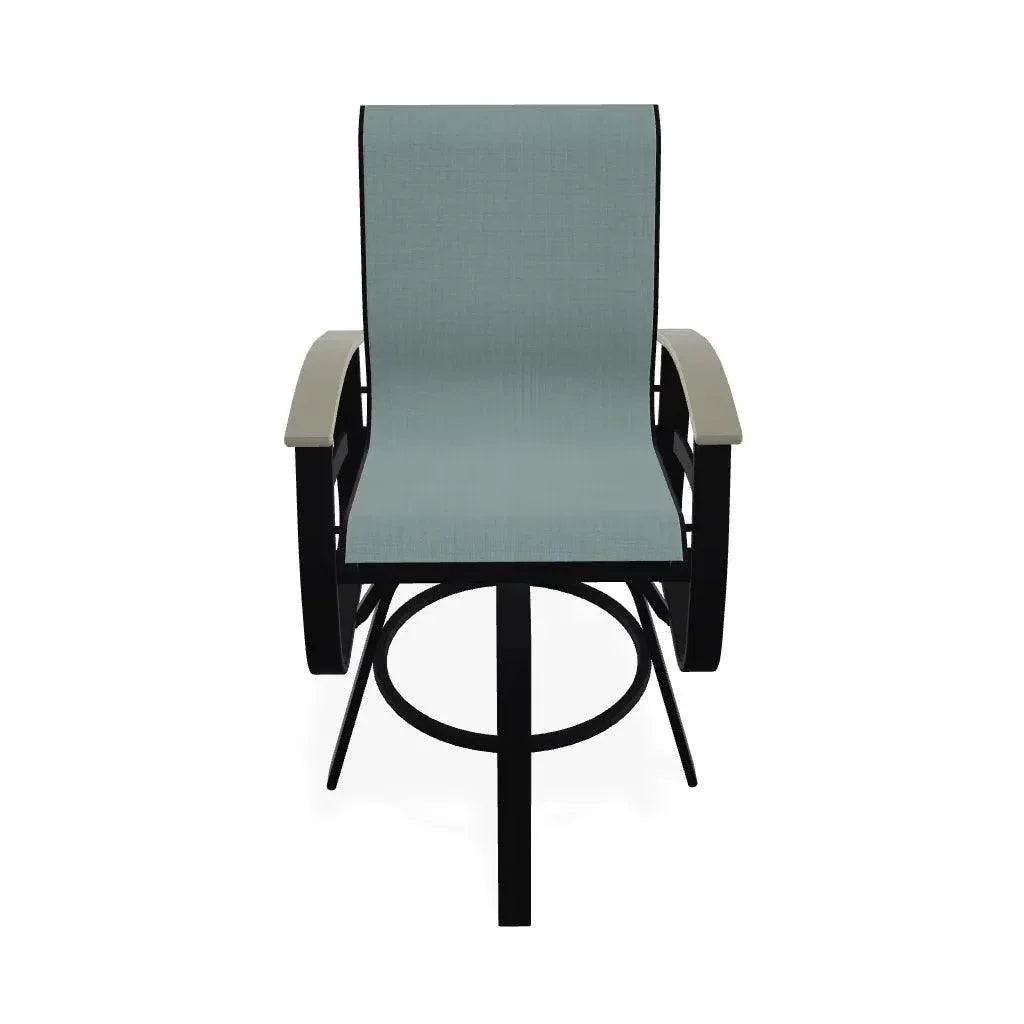 Belle Isle Sling Balcony Height Swivel Arm Chair - LOOMLAN - Telescope - Outdoor Accent Chairs