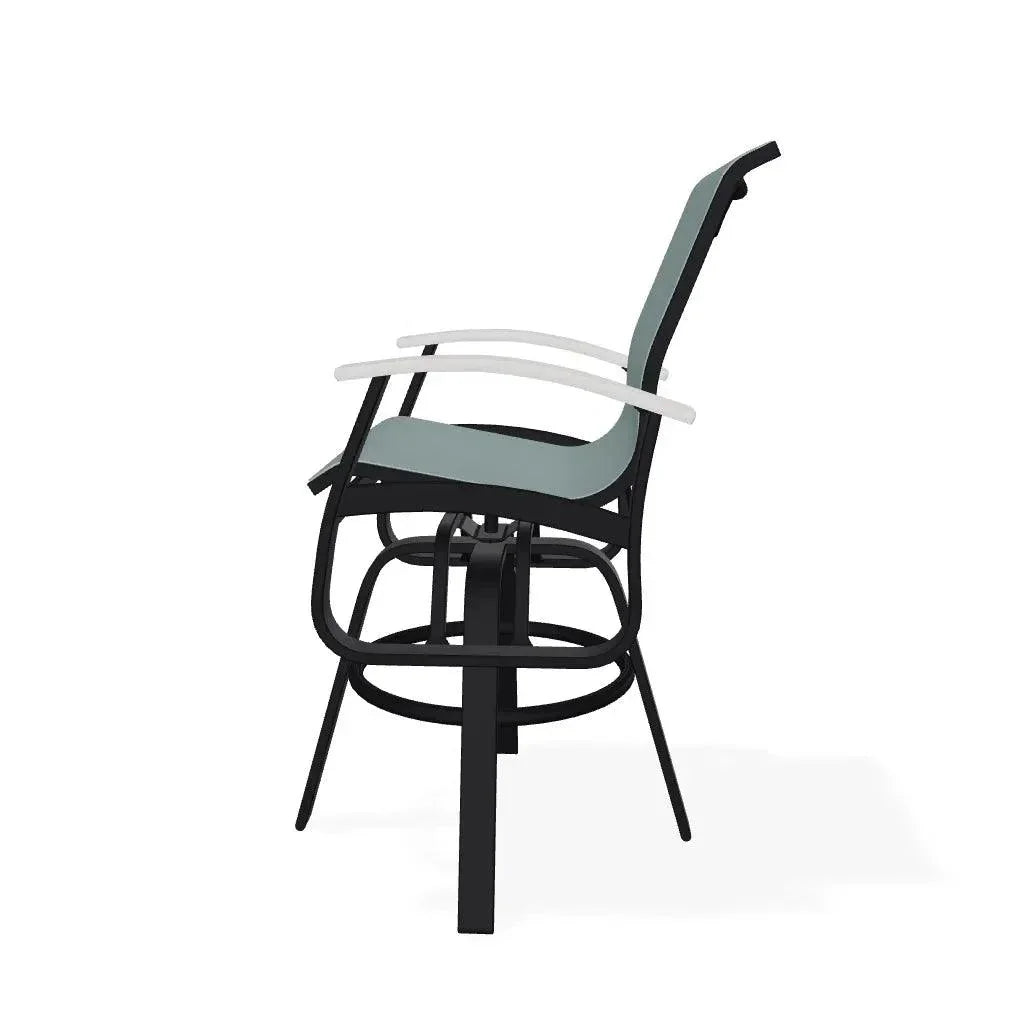 Belle Isle Sling Balcony Height Swivel Arm Chair - LOOMLAN - Telescope - Outdoor Accent Chairs