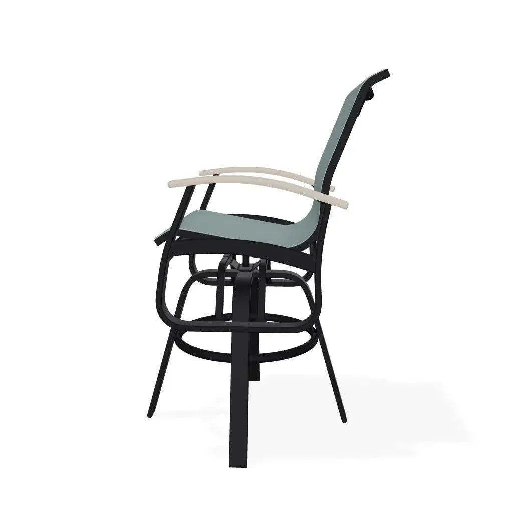 Belle Isle Sling Balcony Height Swivel Arm Chair - LOOMLAN - Telescope - Outdoor Accent Chairs