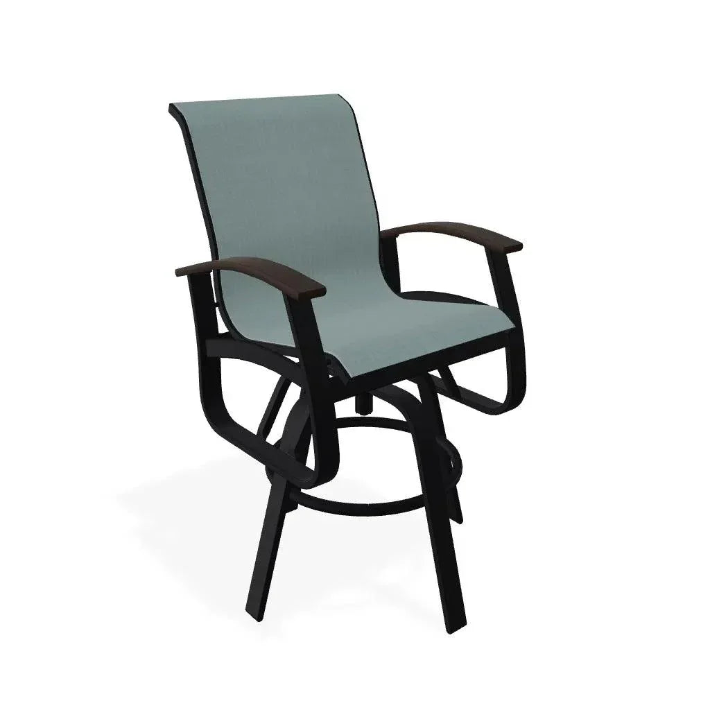 Belle Isle Sling Balcony Height Swivel Arm Chair - LOOMLAN - Telescope - Outdoor Accent Chairs