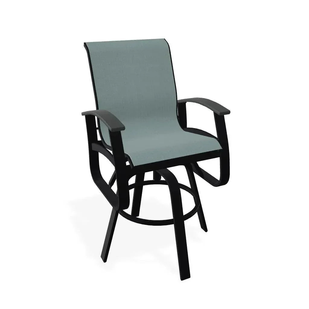 Belle Isle Sling Balcony Height Swivel Arm Chair - LOOMLAN - Telescope - Outdoor Accent Chairs