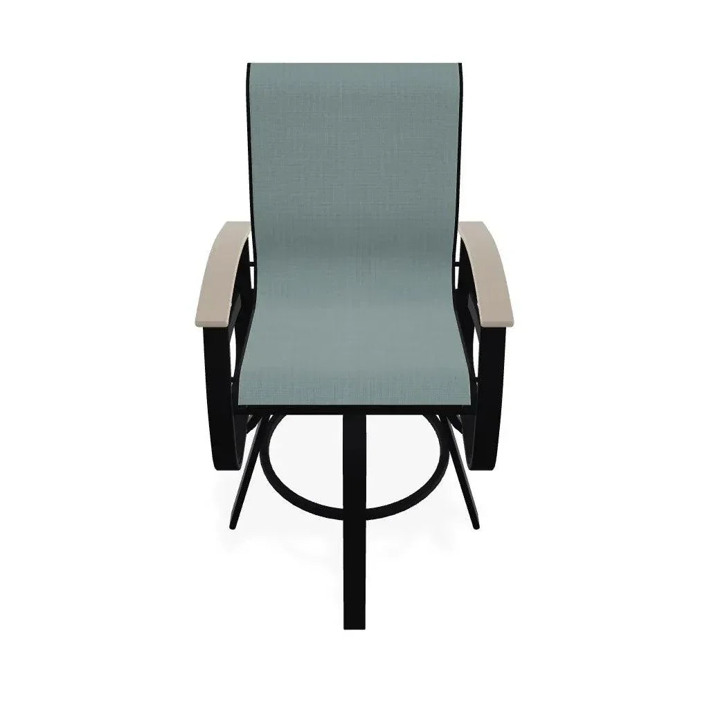 Belle Isle Sling Balcony Height Swivel Arm Chair - LOOMLAN - Telescope - Outdoor Accent Chairs