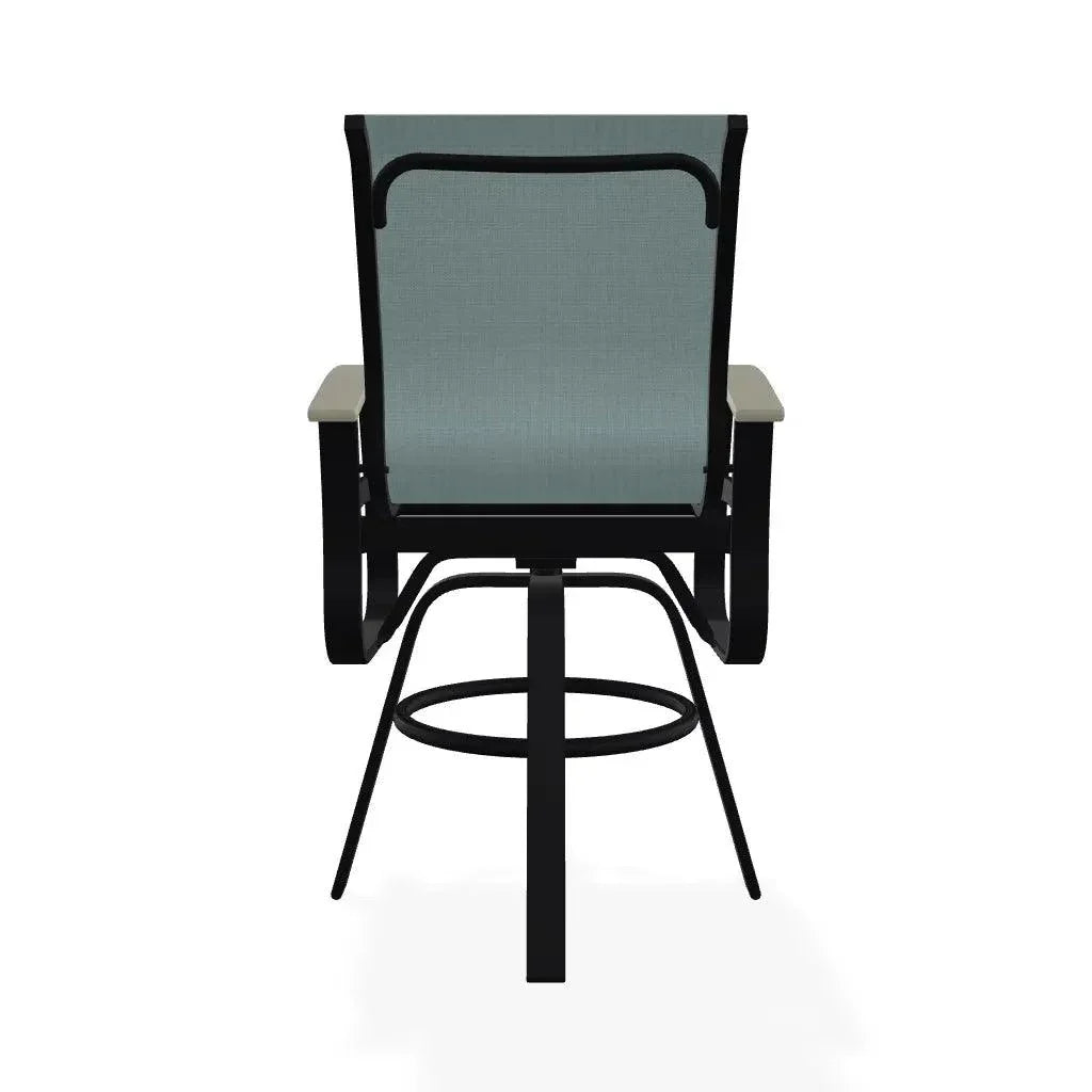 Belle Isle Sling Balcony Height Swivel Arm Chair - LOOMLAN - Telescope - Outdoor Accent Chairs