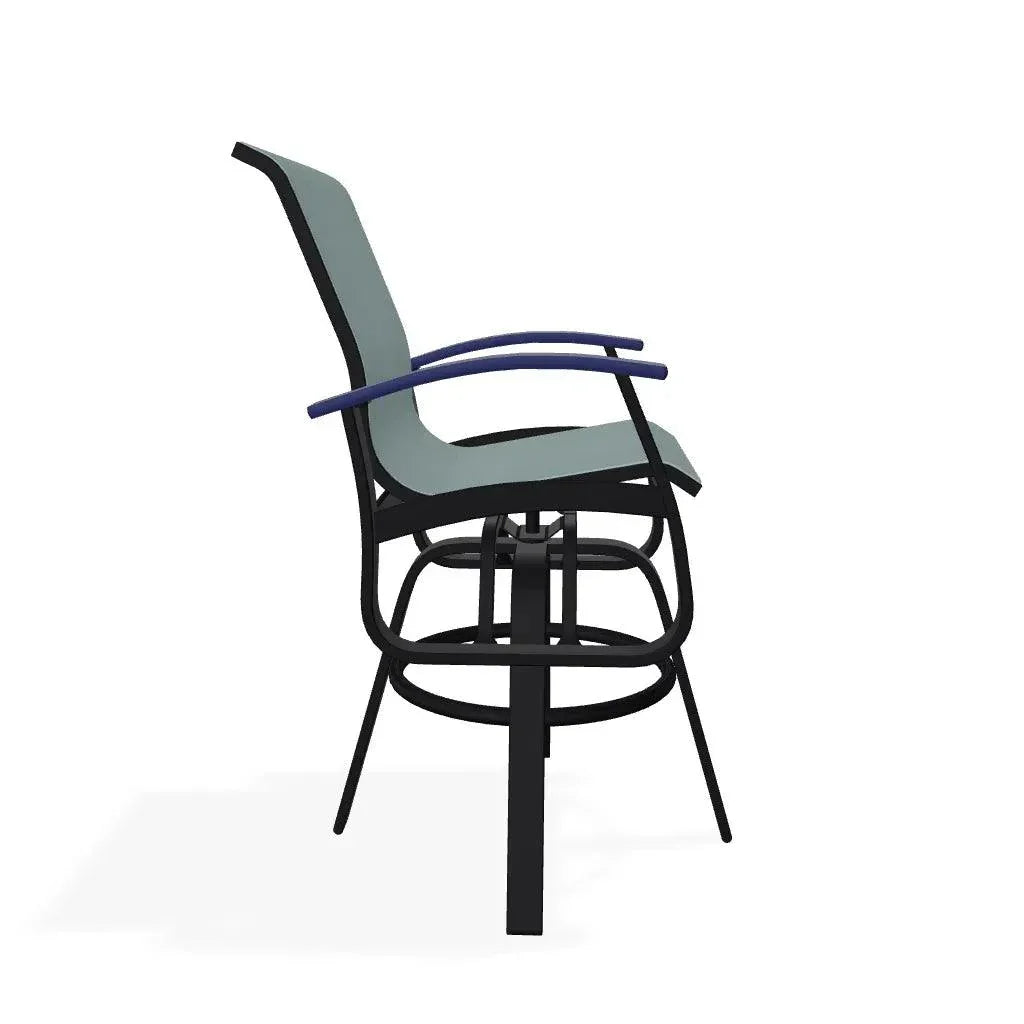 Belle Isle Sling Balcony Height Swivel Arm Chair - LOOMLAN - Telescope - Outdoor Accent Chairs