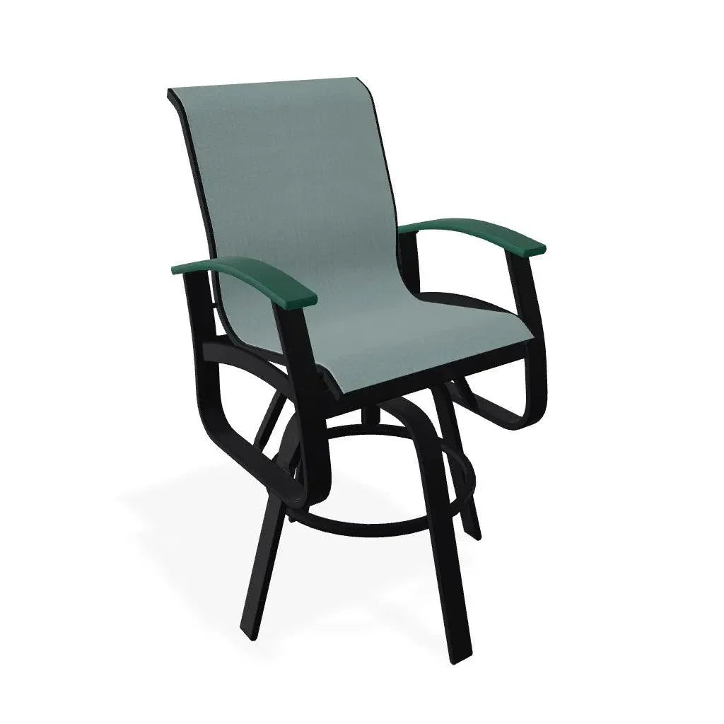 Belle Isle Sling Balcony Height Swivel Arm Chair - LOOMLAN - Telescope - Outdoor Accent Chairs