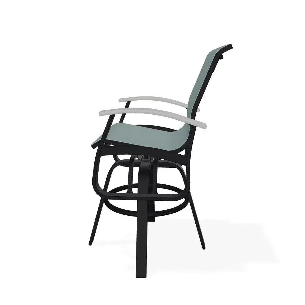 Belle Isle Sling Balcony Height Swivel Arm Chair - LOOMLAN - Telescope - Outdoor Accent Chairs