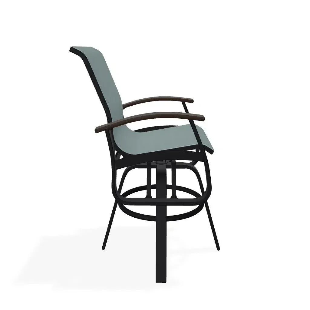 Belle Isle Sling Balcony Height Swivel Arm Chair - LOOMLAN - Telescope - Outdoor Accent Chairs