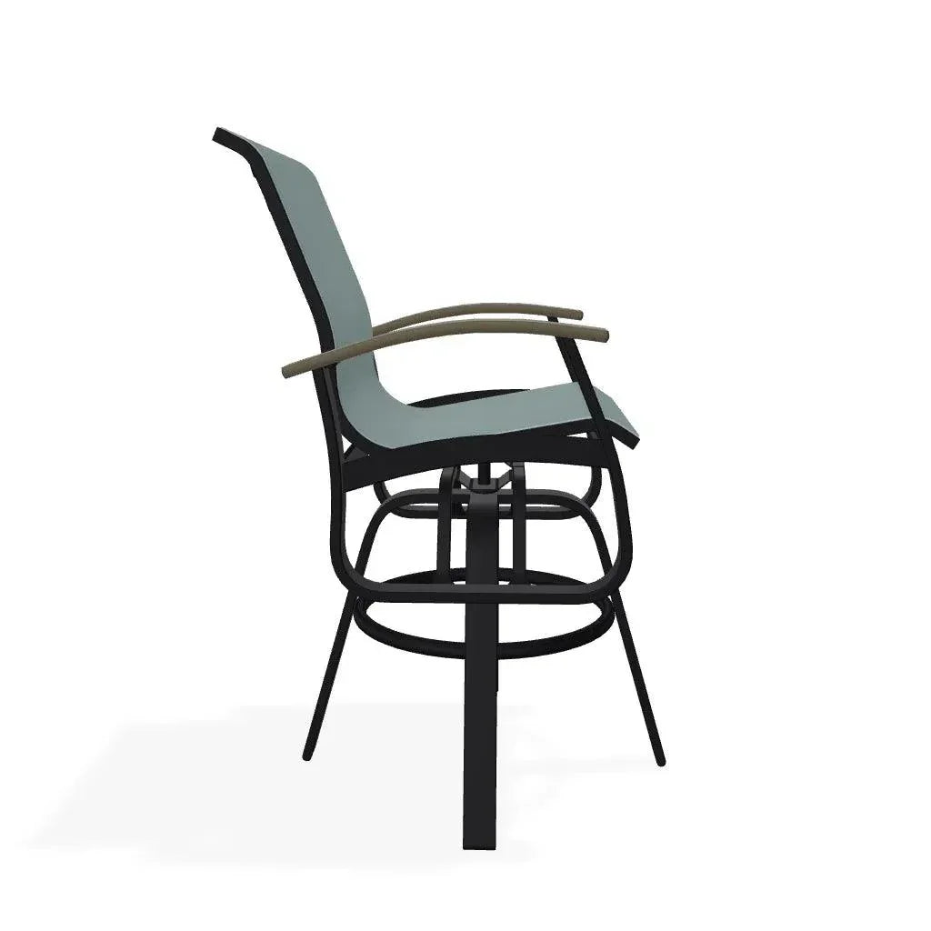 Belle Isle Sling Balcony Height Swivel Arm Chair - LOOMLAN - Telescope - Outdoor Accent Chairs