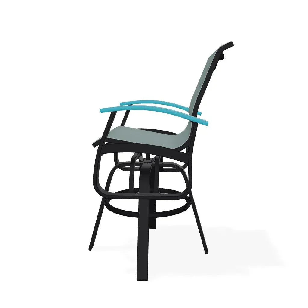 Belle Isle Sling Balcony Height Swivel Arm Chair - LOOMLAN - Telescope - Outdoor Accent Chairs