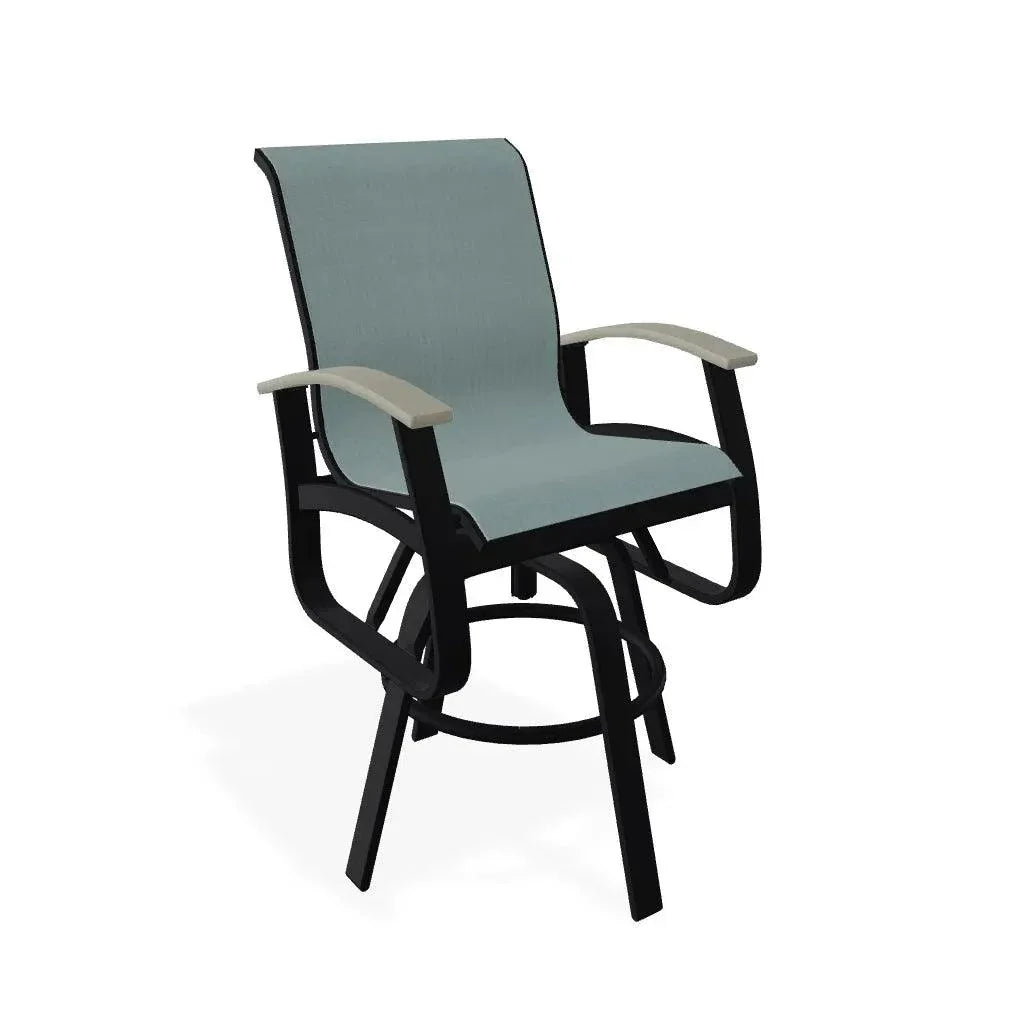 Belle Isle Sling Balcony Height Swivel Arm Chair - LOOMLAN - Telescope - Outdoor Accent Chairs