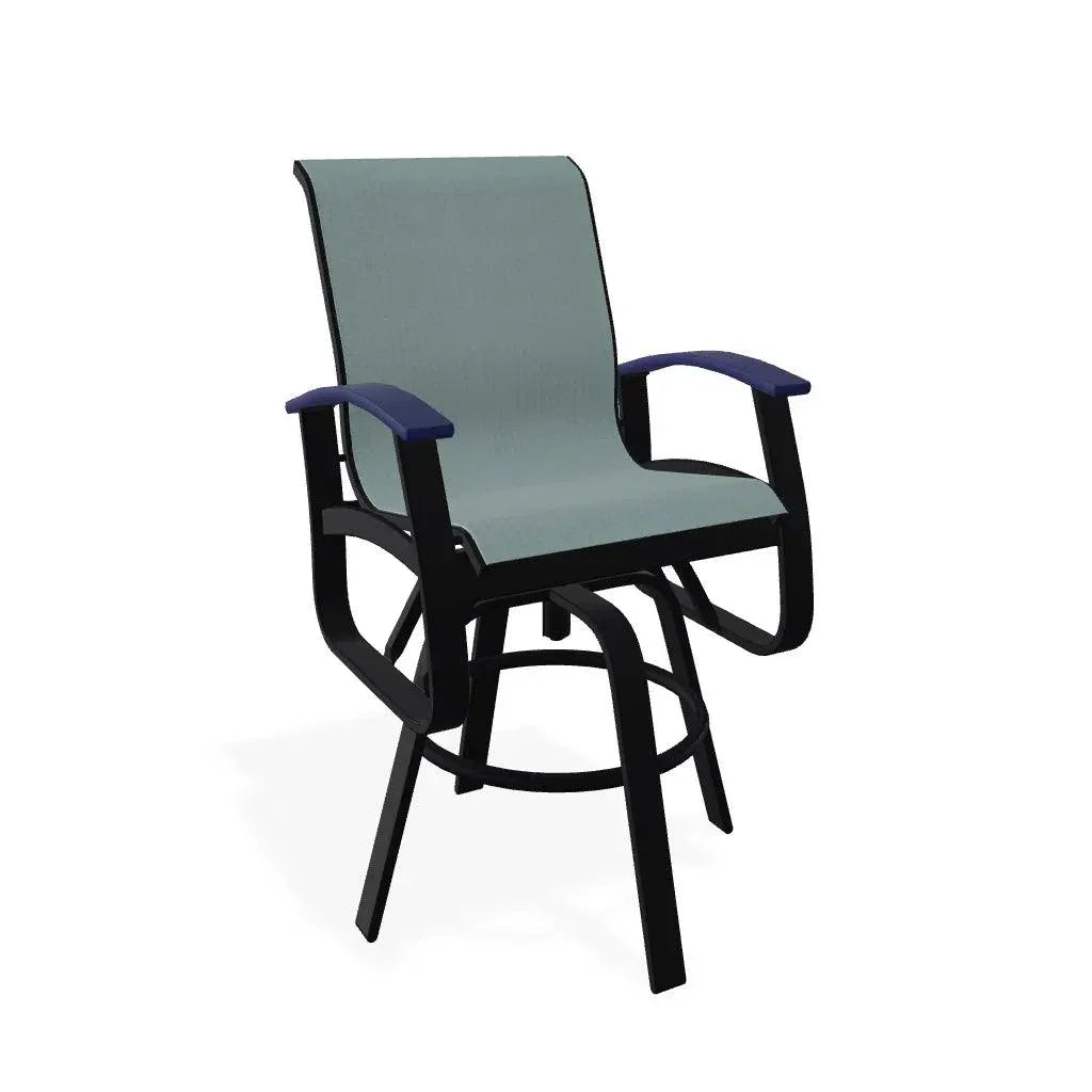 Belle Isle Sling Balcony Height Swivel Arm Chair - LOOMLAN - Telescope - Outdoor Accent Chairs