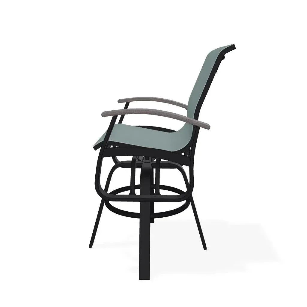 Belle Isle Sling Bar Height Swivel MGP Arm Chair - LOOMLAN - Telescope - Outdoor Bar Stools