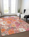 LOOMLAN Rugs Beshira Pink Washable Indoor-Outdoor Rug