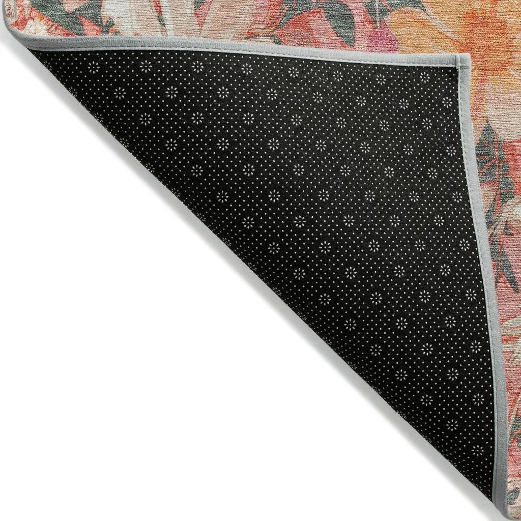 LOOMLAN Rugs Beshira Pink Washable Indoor-Outdoor Rug