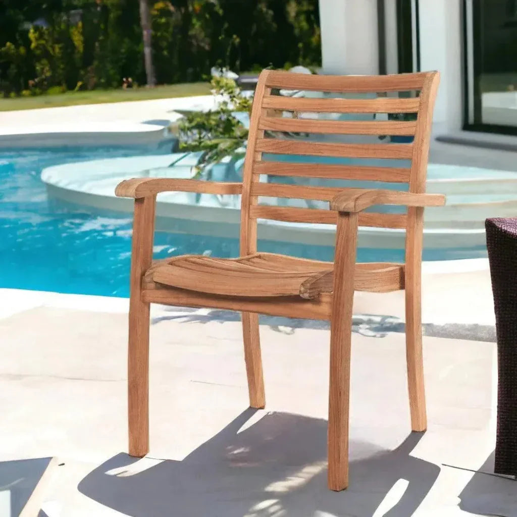 Birmingham 5PC Square Outdoor Table Set Stacking Chairs - LOOMLAN - HiTeak - Outdoor Dining Sets