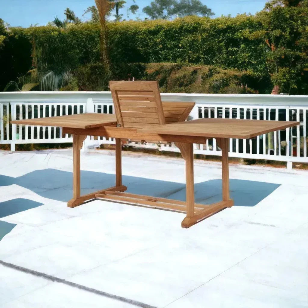 Birmingham 7 - PC Outdoor Extendable Table Set & Chairs - LOOMLAN - HiTeak - Outdoor Dining Sets