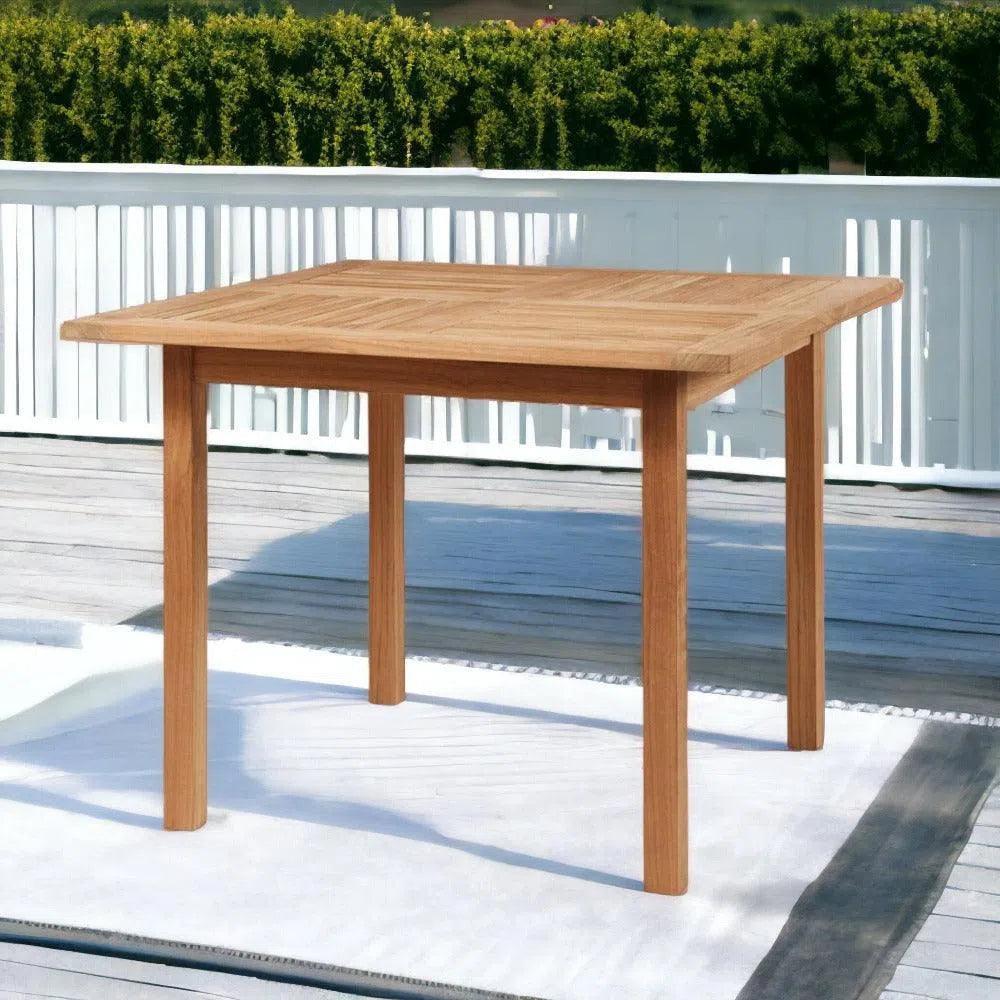 Birmingham Square Outdoor Dining Table Umbrella Hole - LOOMLAN - HiTeak - Outdoor Dining Tables