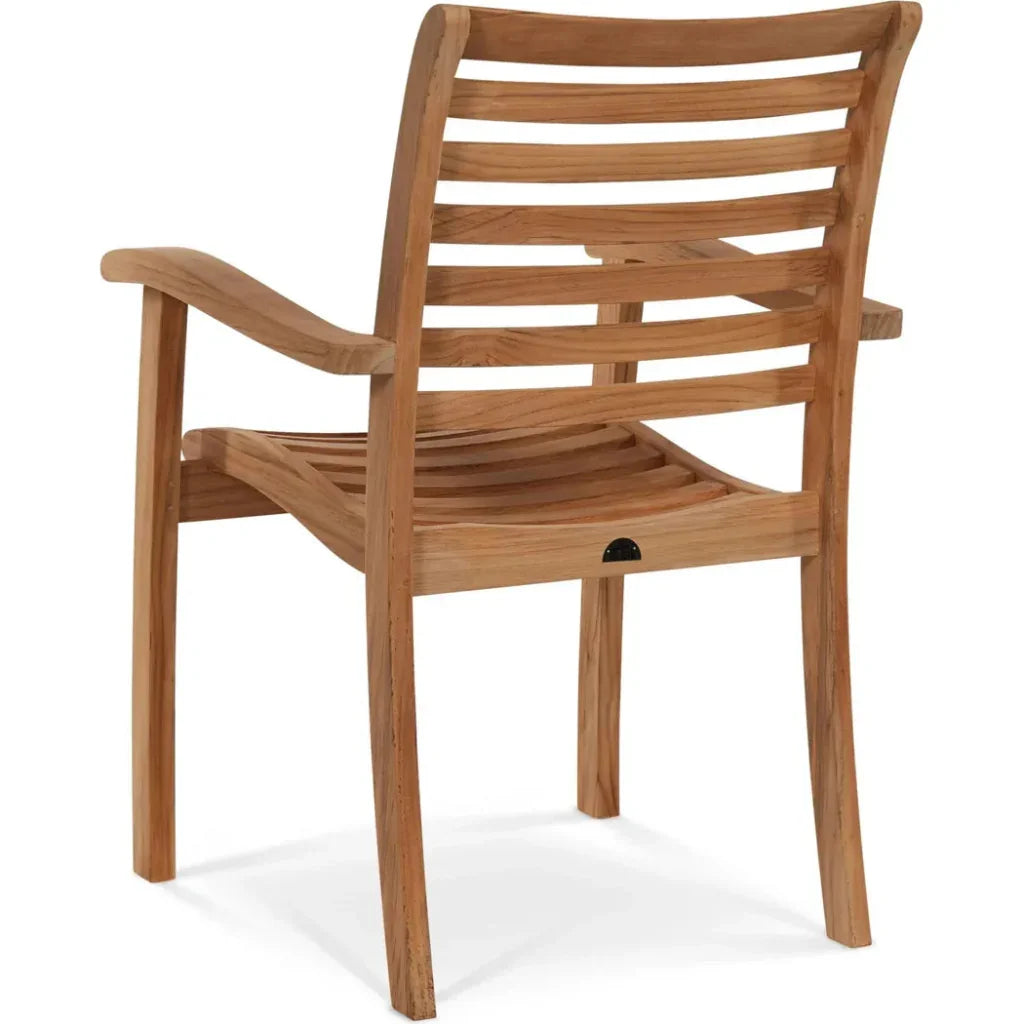 Birmingham Stacking Teak Outdoor Dining Armchair 4PC - LOOMLAN - HiTeak - Outdoor Dining Chairs