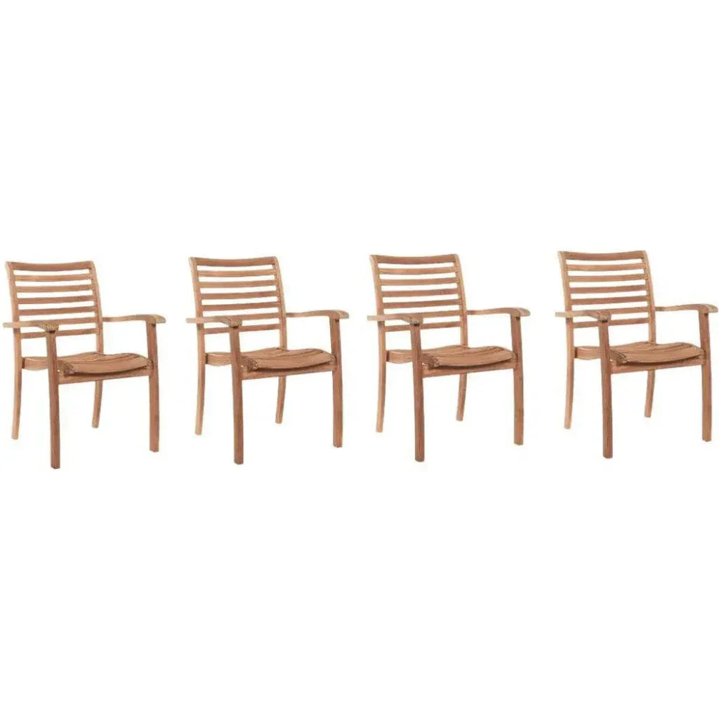 Birmingham Stacking Teak Outdoor Dining Armchair 4PC - LOOMLAN - HiTeak - Outdoor Dining Chairs