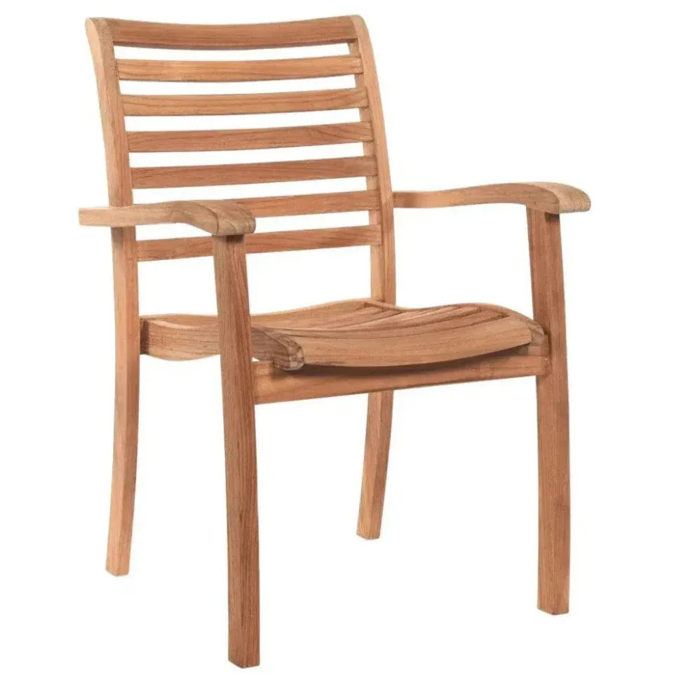 Birmingham Stacking Teak Outdoor Dining Armchair 4PC - LOOMLAN - HiTeak - Outdoor Dining Chairs