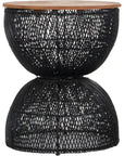 Black Round Side Table Wood Top Wood Base - LOOMLAN - LH Imports - Side Tables