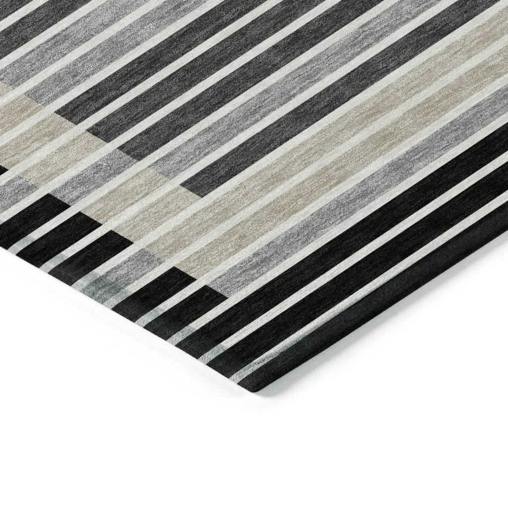 LOOMLAN Rugs Blazyn Black Washable Indoor-Outdoor Rug