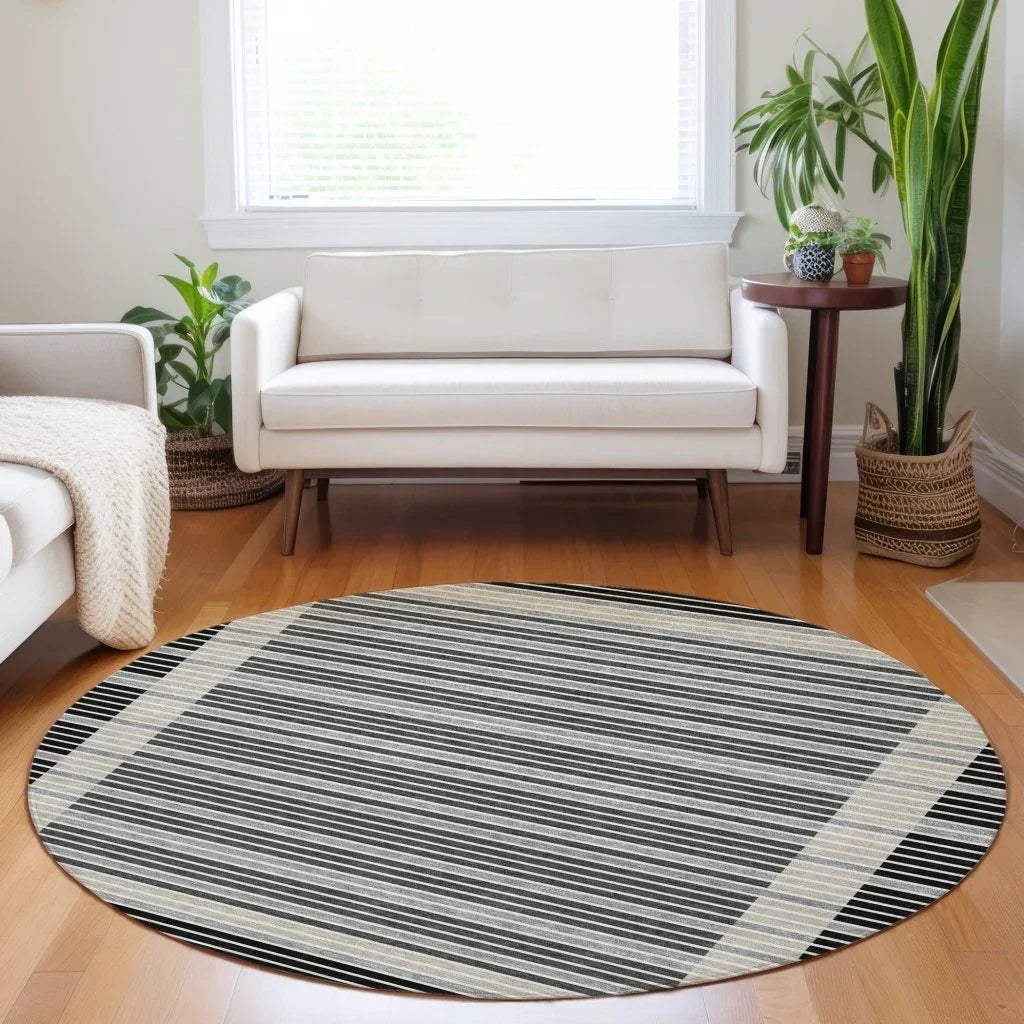 LOOMLAN Rugs Blazyn Black Washable Indoor-Outdoor Rug