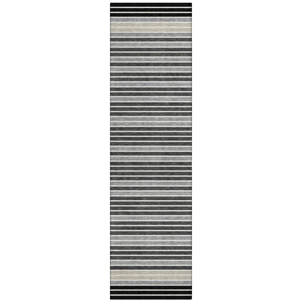 LOOMLAN Rugs Blazyn Black Washable Indoor-Outdoor Rug