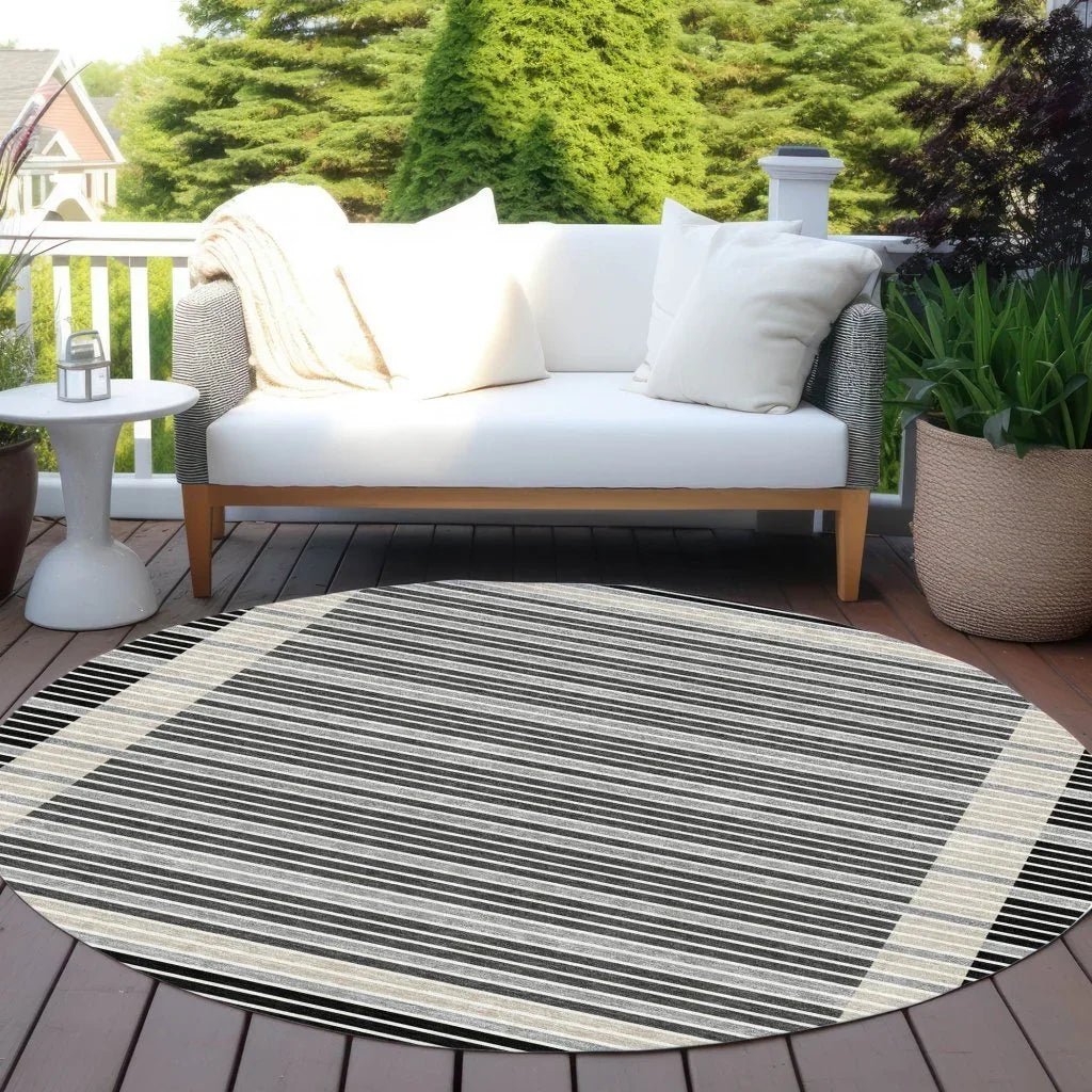 LOOMLAN Rugs Blazyn Black Washable Indoor-Outdoor Rug