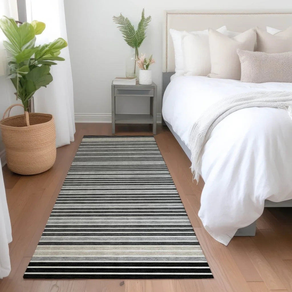 LOOMLAN Rugs Blazyn Black Washable Indoor-Outdoor Rug