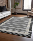 LOOMLAN Rugs Blazyn Black Washable Indoor-Outdoor Rug