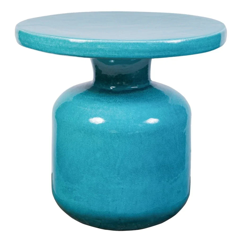 Bottle Ceramic Round Patio Accent Table - LOOMLAN - Seasonal Living - Outdoor Side Tables