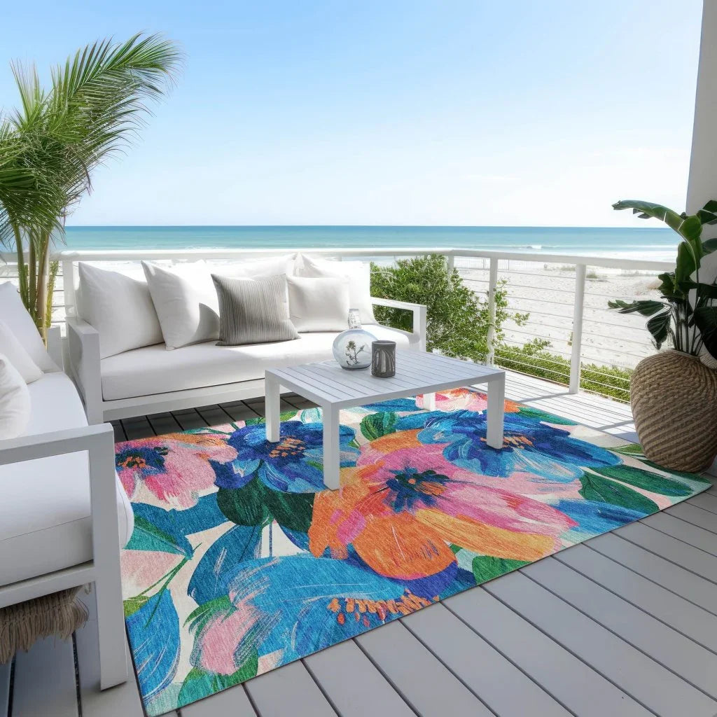 LOOMLAN Rugs Braidea Blue Washable Indoor-Outdoor Rug