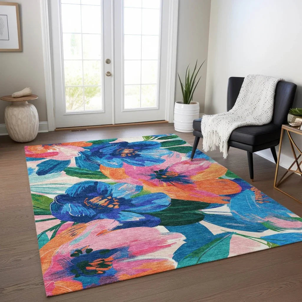 LOOMLAN Rugs Braidea Blue Washable Indoor-Outdoor Rug
