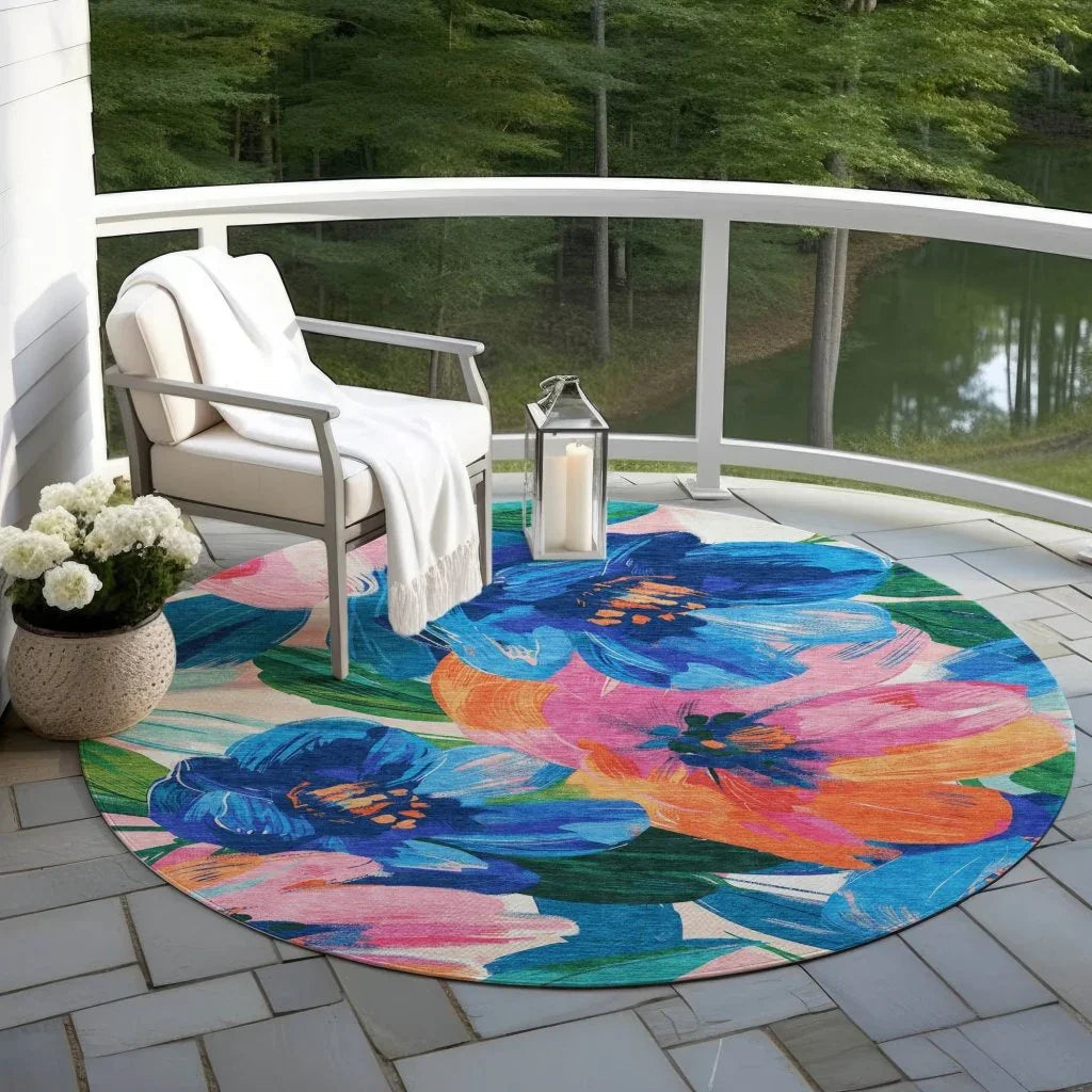 LOOMLAN Rugs Braidea Blue Washable Indoor-Outdoor Rug