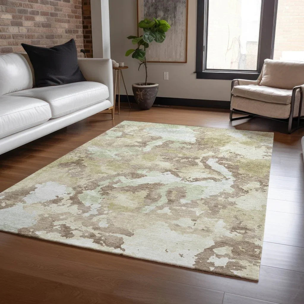 LOOMLAN Rugs Branza Brown Washable Indoor-Outdoor Rug