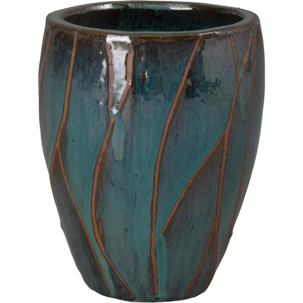 Emissary Breeze Round Teal Ceramic Planter
